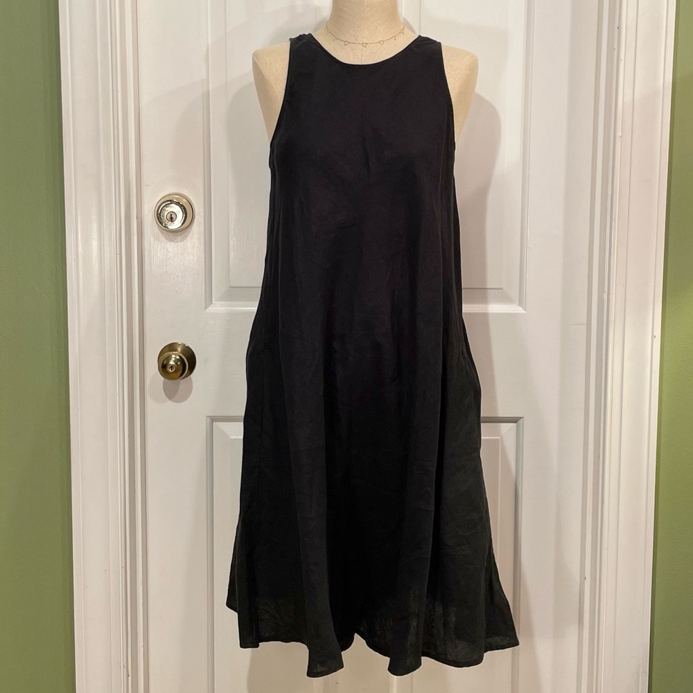 New With Tags James Perse Sleeveless Line Black Midi Dress